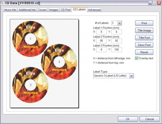 Music Library CD labels print option